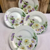 4 anciennes assiettes fleurs Luneville