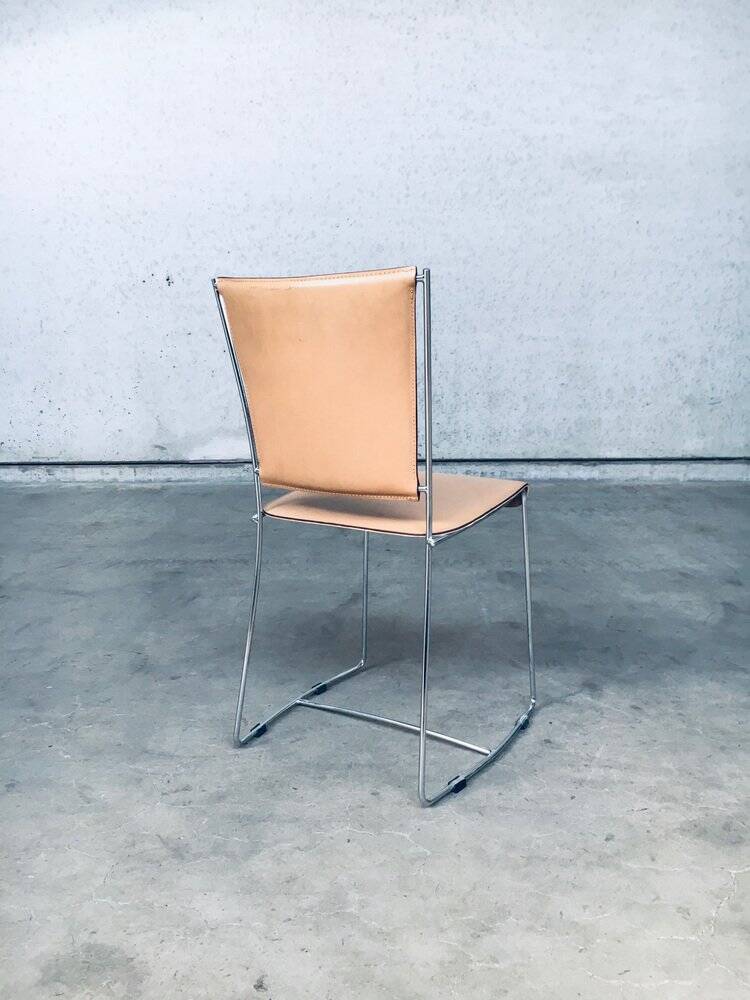 Set of Postmodern Italian Design Leather Dining Chairs by Segis, 1990s