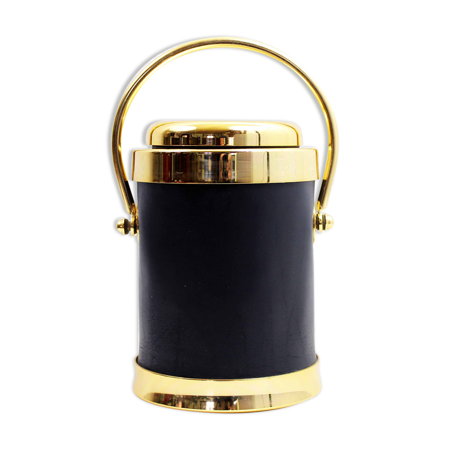 Vintage leather and brass ice bucket