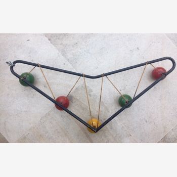Wall coat holder 5 patères balls, 50s