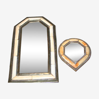 Deux miroirs os et cuivre vintage
