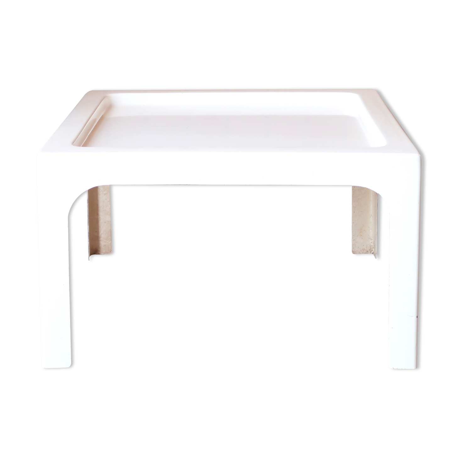 Table basse Prisunic en fibre de verre blanche, années 70