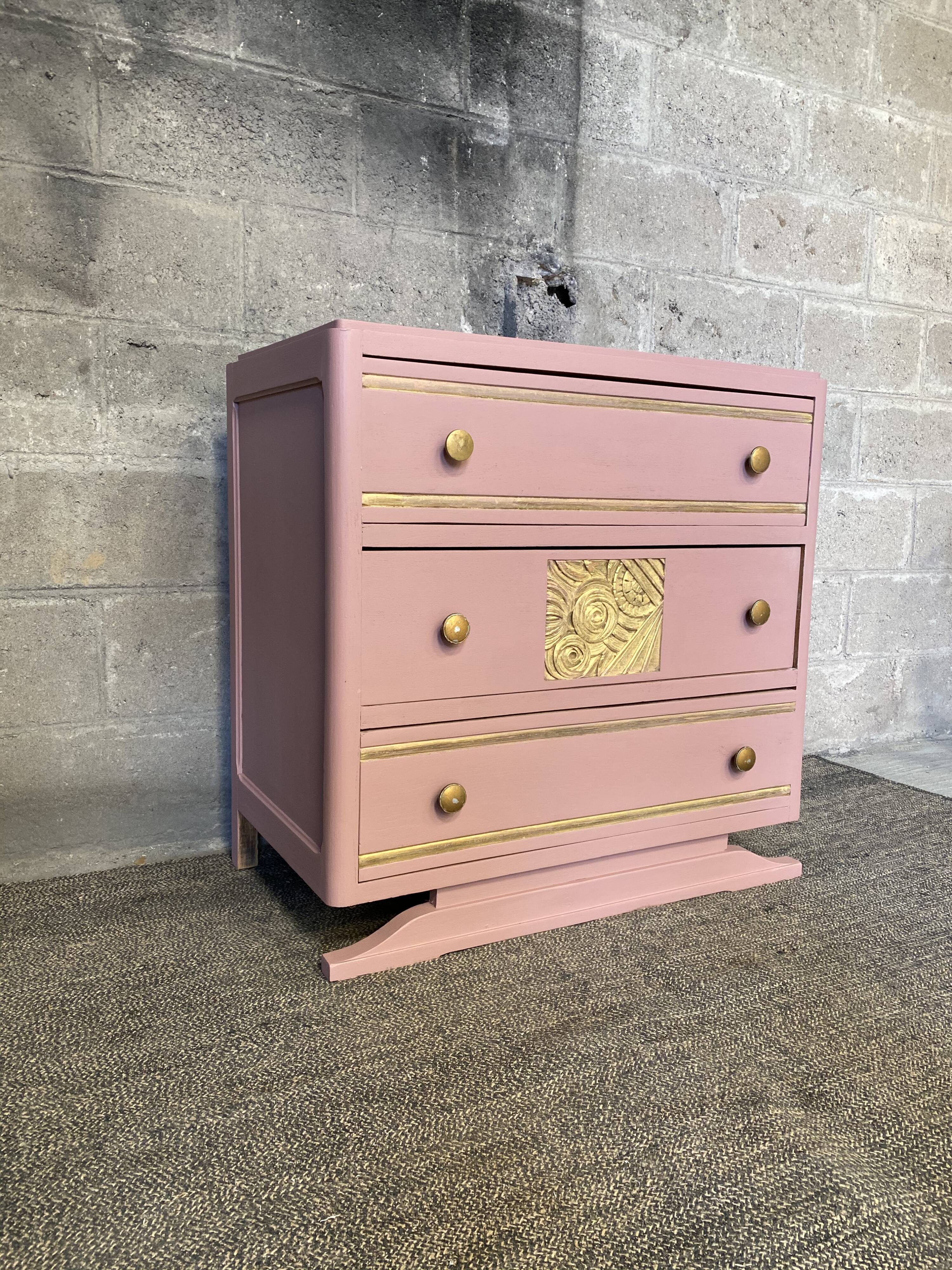 30s Old Rose and Gold chest of drawers