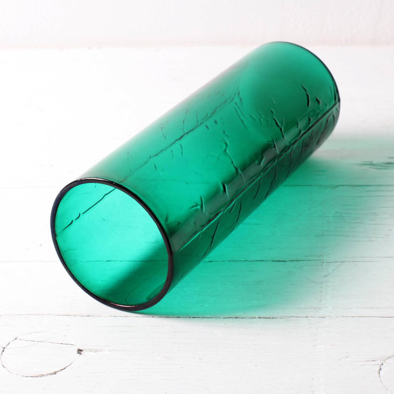 Green Mid-century Glass Vase Ek with Plant Pattern / Björkshults Glasbruk