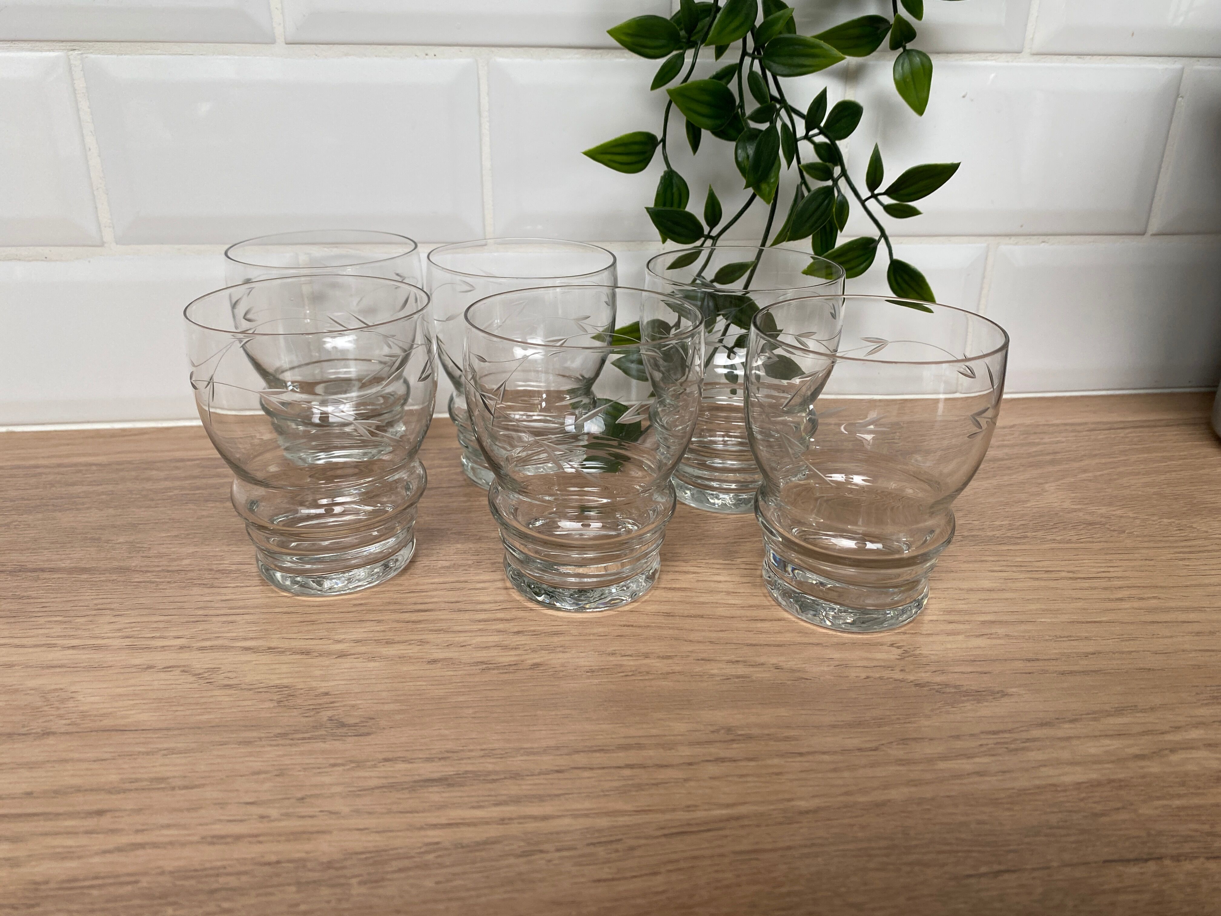 Set de 6 verres à eau en verre gravé