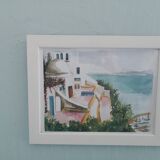 Watercolor landscape sidi bou said the café of delights
