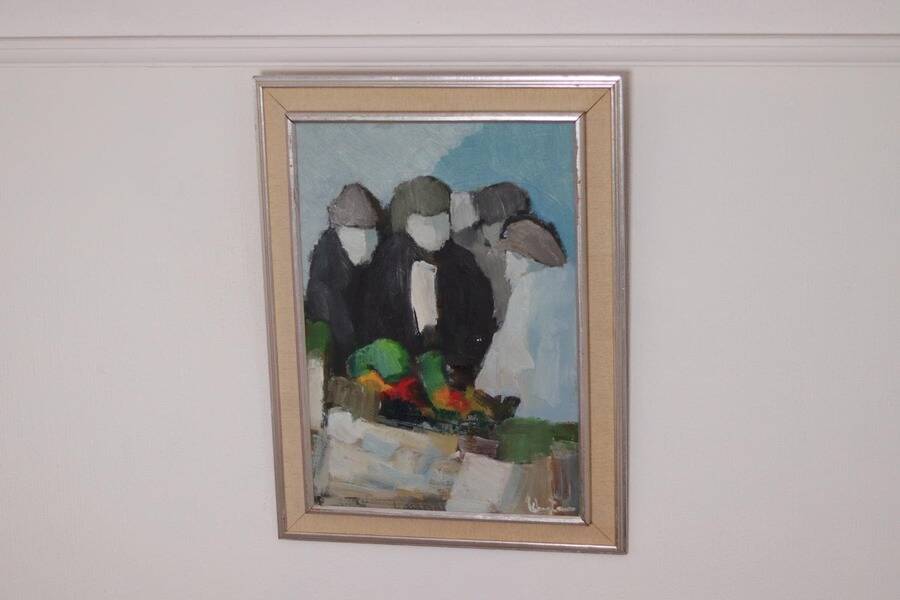 Original mid-century Swedish oil on panel – abstract by Stig Wernheden – vintage & framed – 74 × 54.5 cm (29.1" × 21.5")