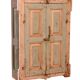 Old art deco cabinet in original turquoise-pink patina Burmese teak