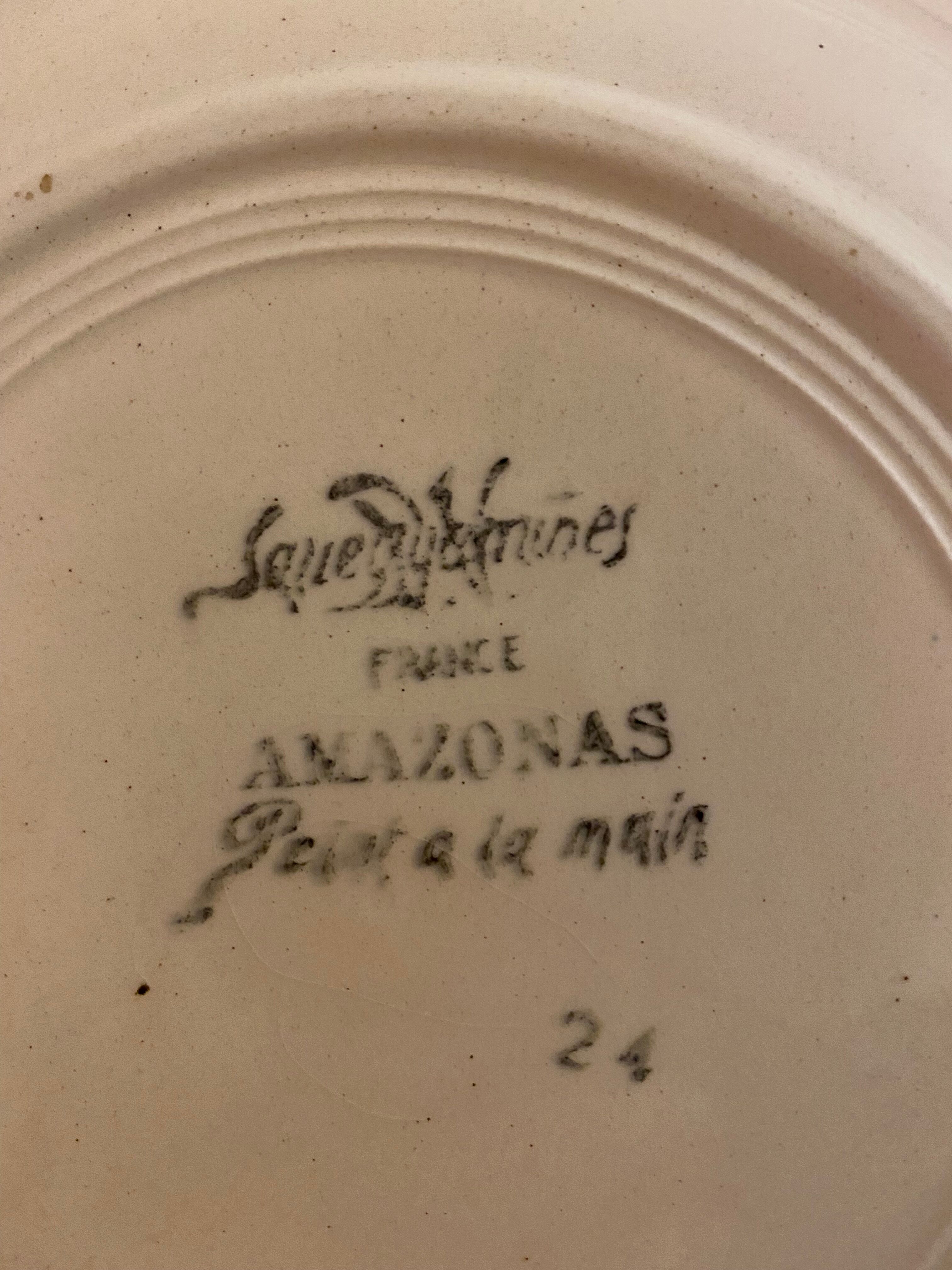 6 assiettes creuses Sarreguemines modèle Amazonas de 1940