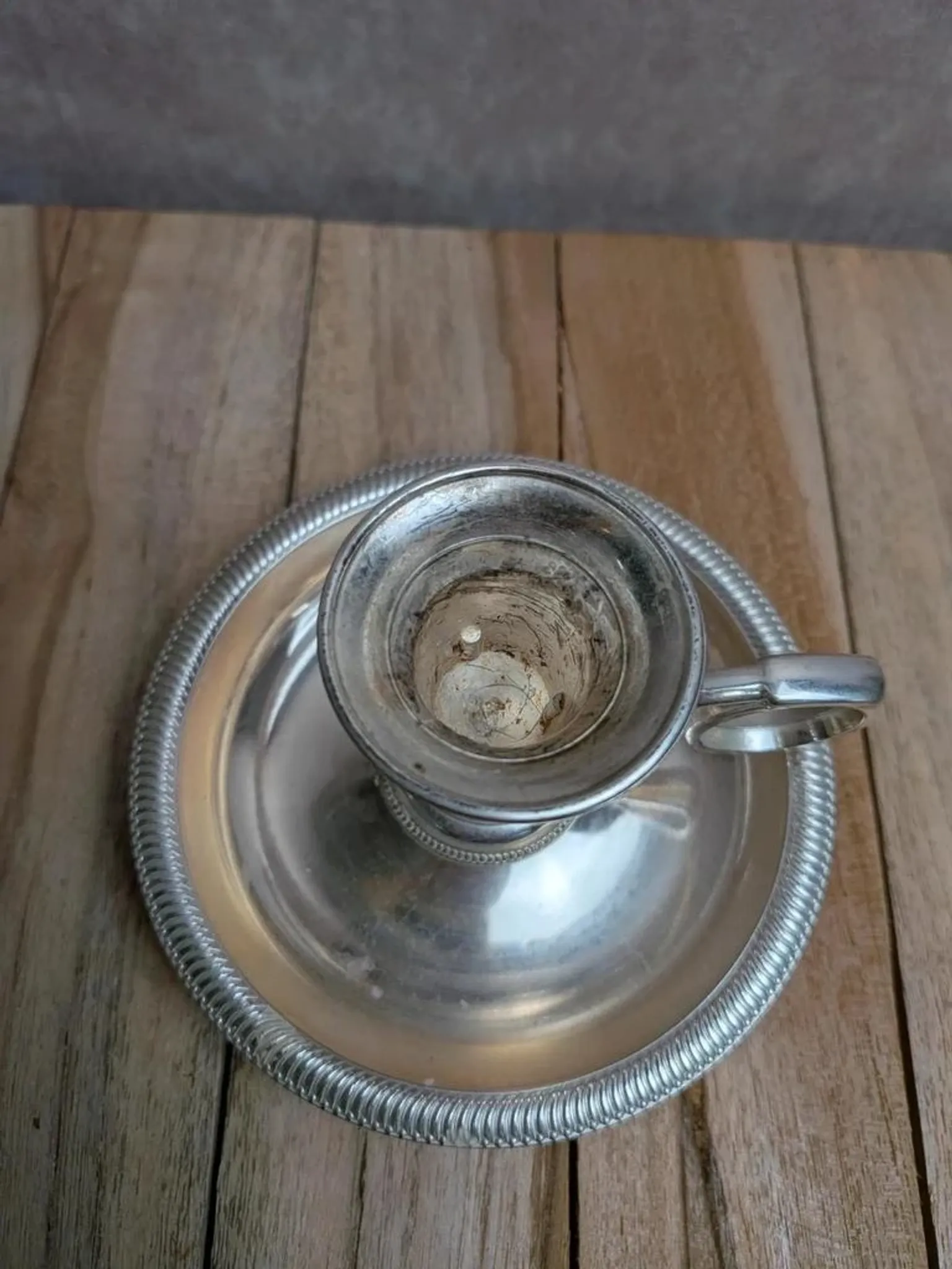 Silver-plated hand candlestick – Rat of the cellar – Vintage