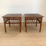 Pair of vintage rattan bedside tables