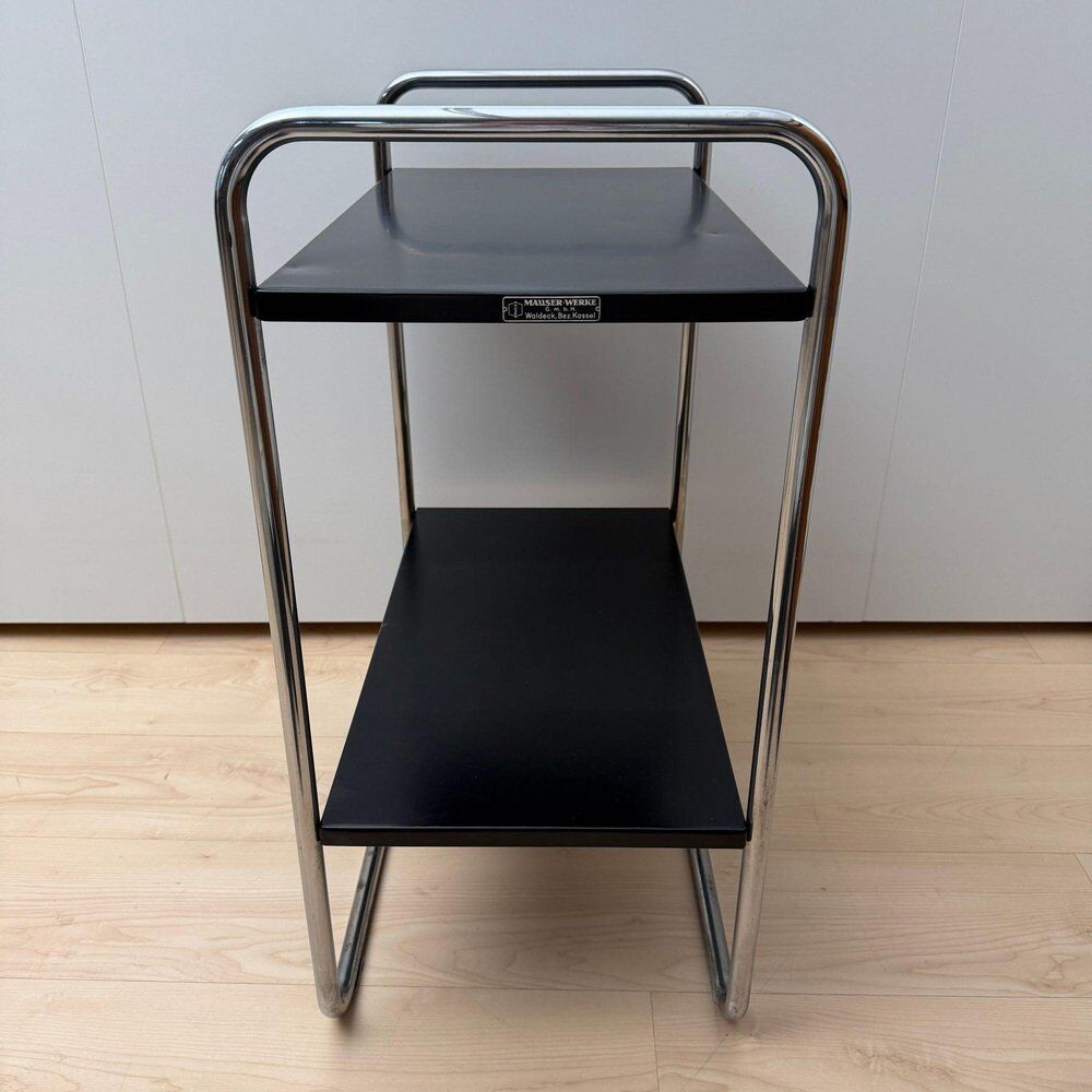 Steel tube side table in black & chrome by Mauser Werke, Germany, 1950