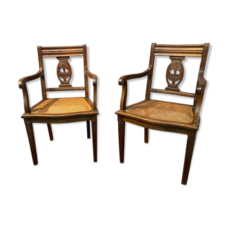 Lot de deux chaises cannées
