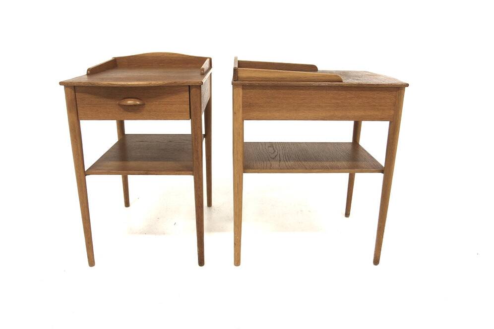 Set de 2 tables de chevet en chêne, Erik Andersson, Suède, 1960