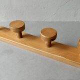 Solid pine wall-mounted coat rack with 4 hooks