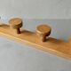 Solid pine wall-mounted coat rack with 4 hooks