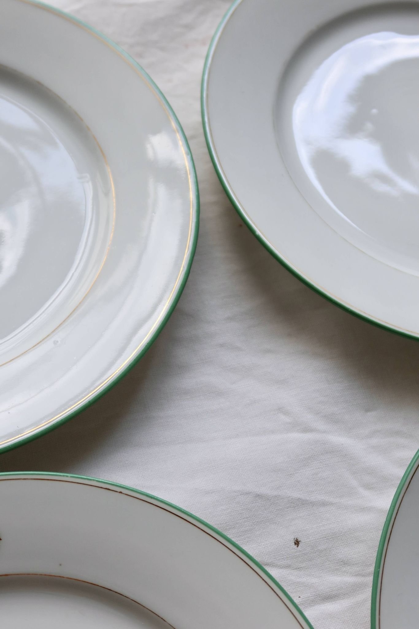 6 monogrammed dessert plates Limoges porcelain