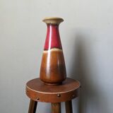 West German ceramic vase, country decoration, brown & red