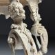 French side table hand-carved wood with marble top