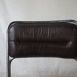 Suite de 4 chaises métal chromé et cuir noir