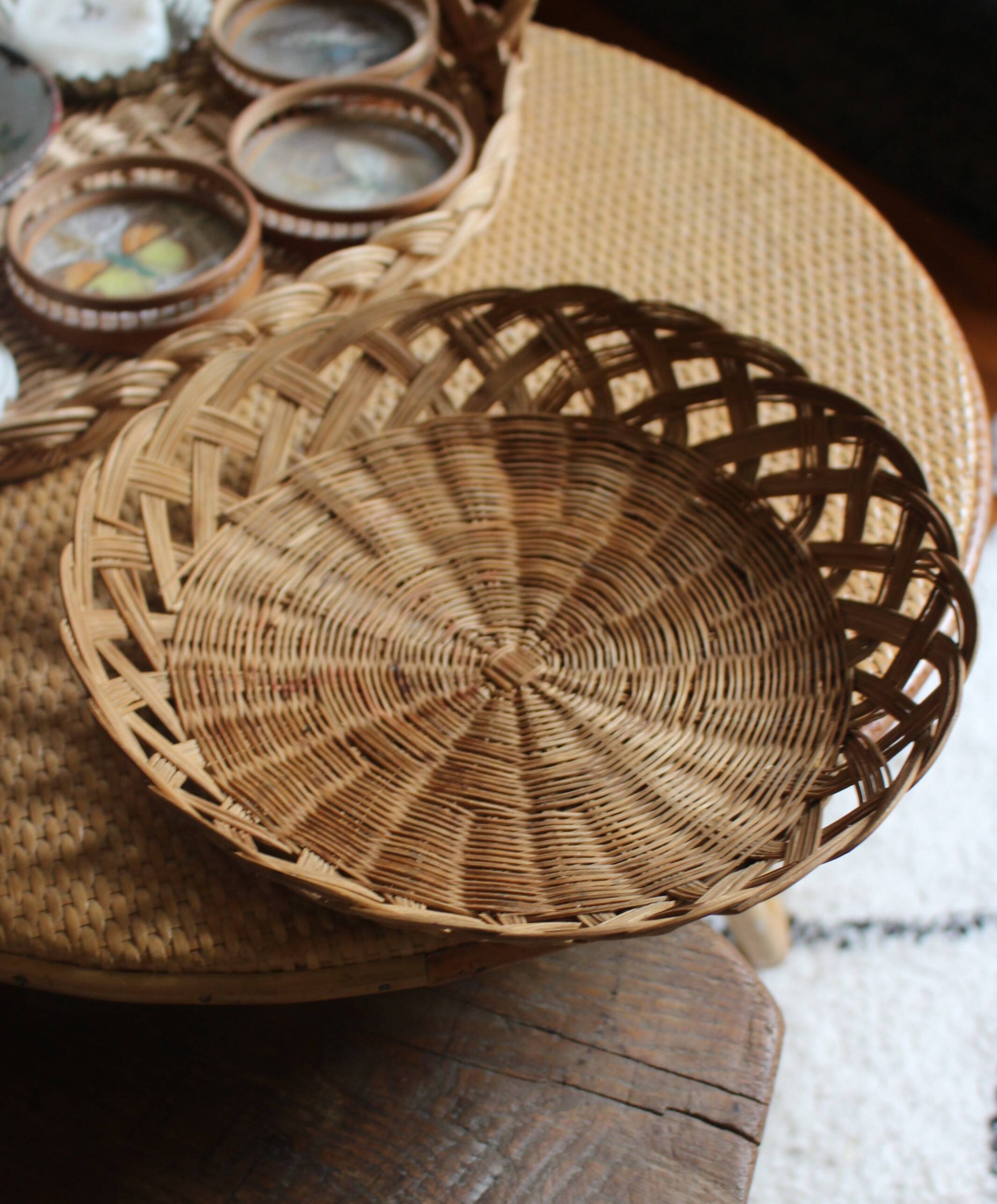 Vintage twisted wicker basket