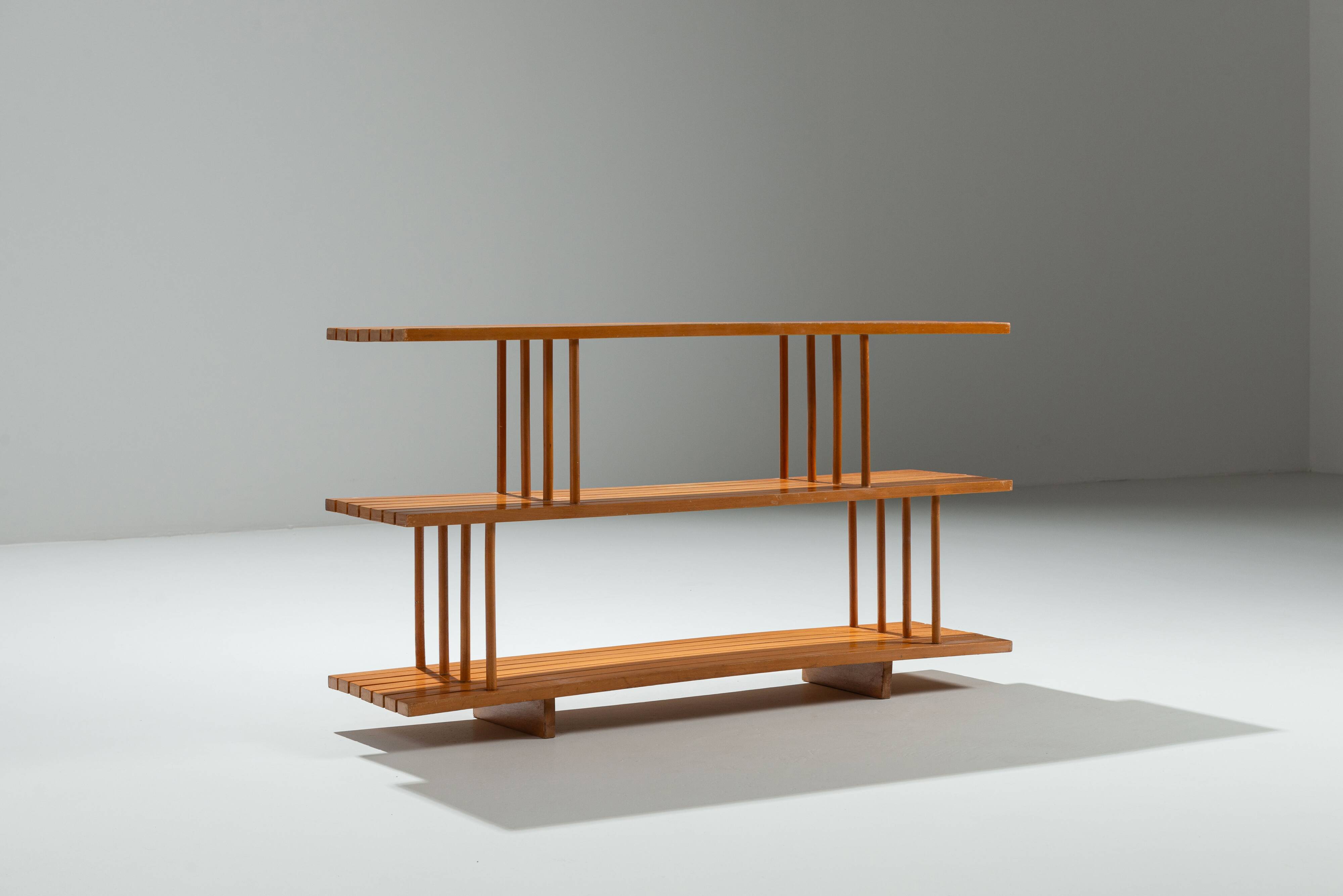 Mid-Century three tier wooden shelving unit