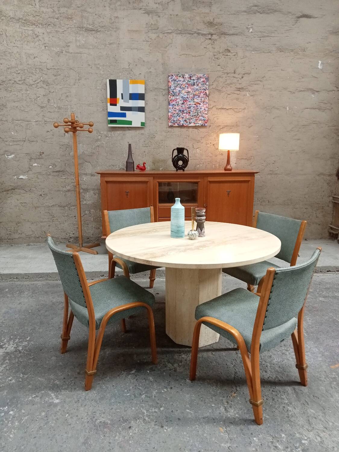 Travertine round table