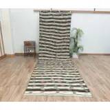 1970s Vintage Turkish Handmade  Beige Brown Kilim Runner Rug 138x460