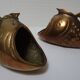 Two vintage brass fish ashtrays