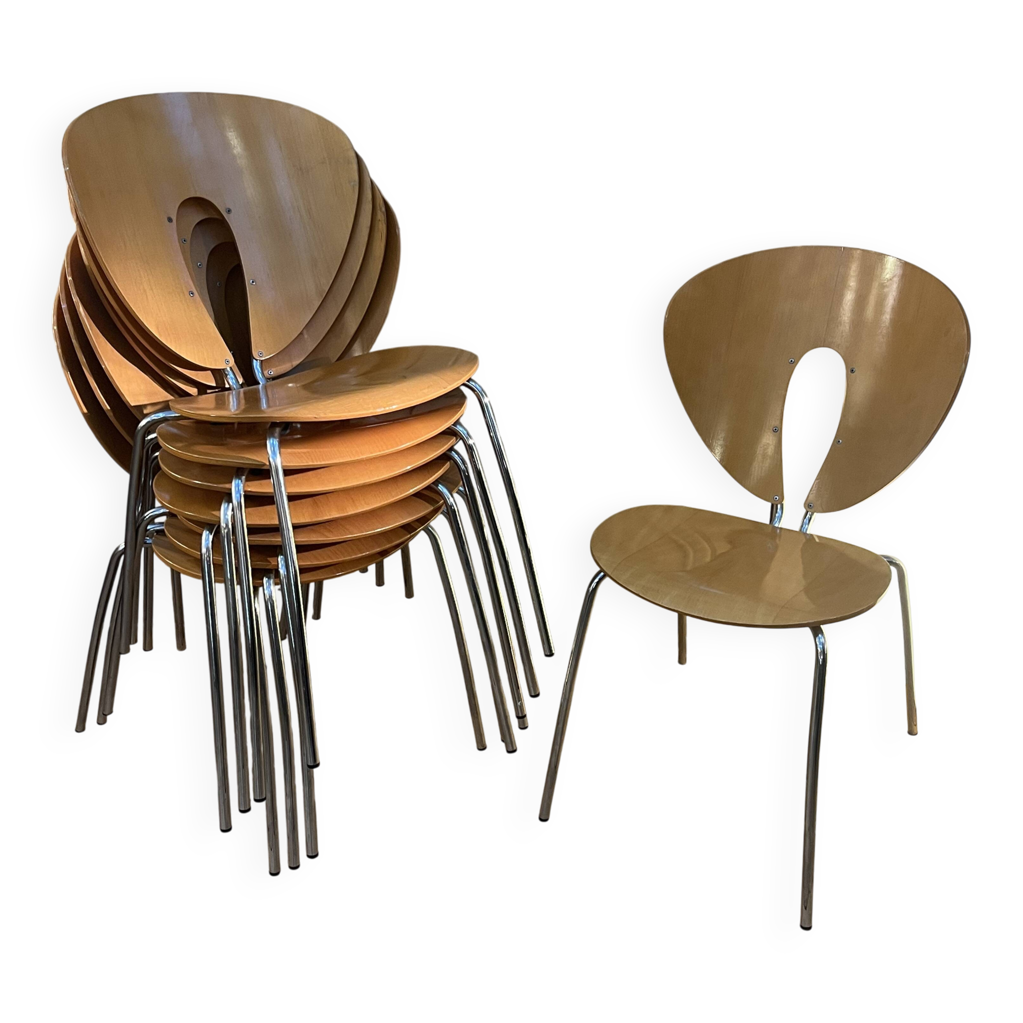 Series of 8 chairs model Globus Editor Stua Designer Jesús Gasca
