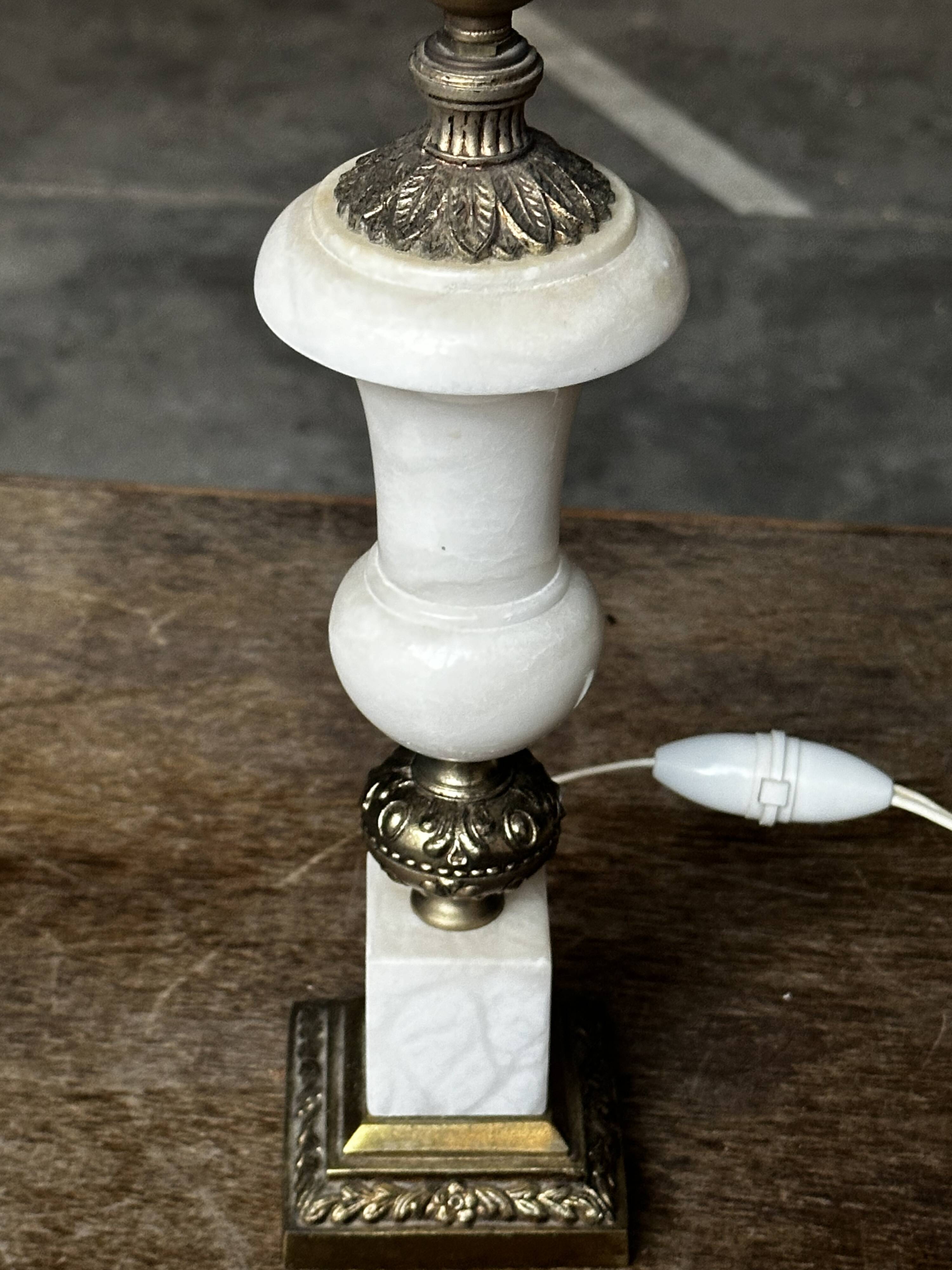 Vintage Alabaster and Brass Lamp Base H 30 cm