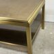 Vintage 70'S Hollywood Regency Brass and Iridescent Glass Coffee Table