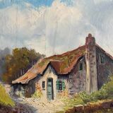 Tableau HST "Landscape at the Cottage" J. De Beaucourt (20th century school)