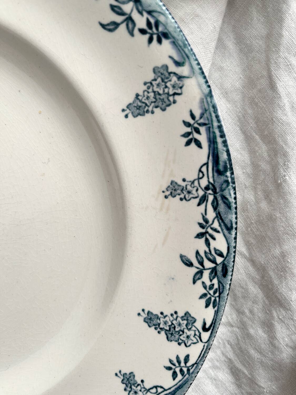 12 ironstone dinner plates “Florence” Longwy