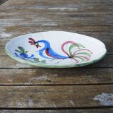 Antique Hand Painted Ceramic Rooster Dish