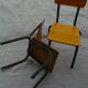 Pair of small yellow and orange child chair, vintage 80s