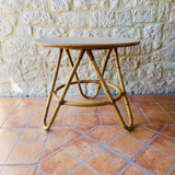 Coffee table in rattan and vintage bamboo, circa 60's