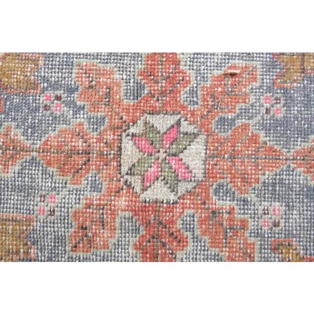 Vintage Turkish Oushak Handmade Wool Cotton Red Runner Rug 99x210