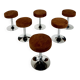 1950s stools, brown leather seat and chrome, 1970s, set of 6