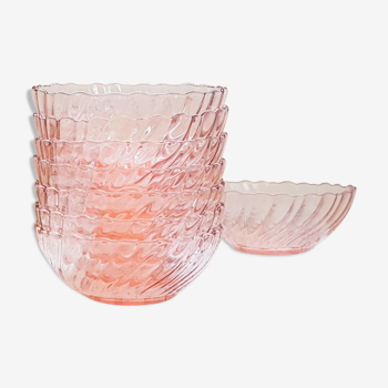 Lot de 4 bols en verre rose "rosaline" fabrication Arcoroc de Luminarc