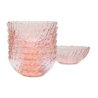 Lot de 4 bols en verre rose "rosaline" fabrication Arcoroc de Luminarc