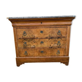 Chest of drawers in elm magnifying glass nineteenth century style Charles X