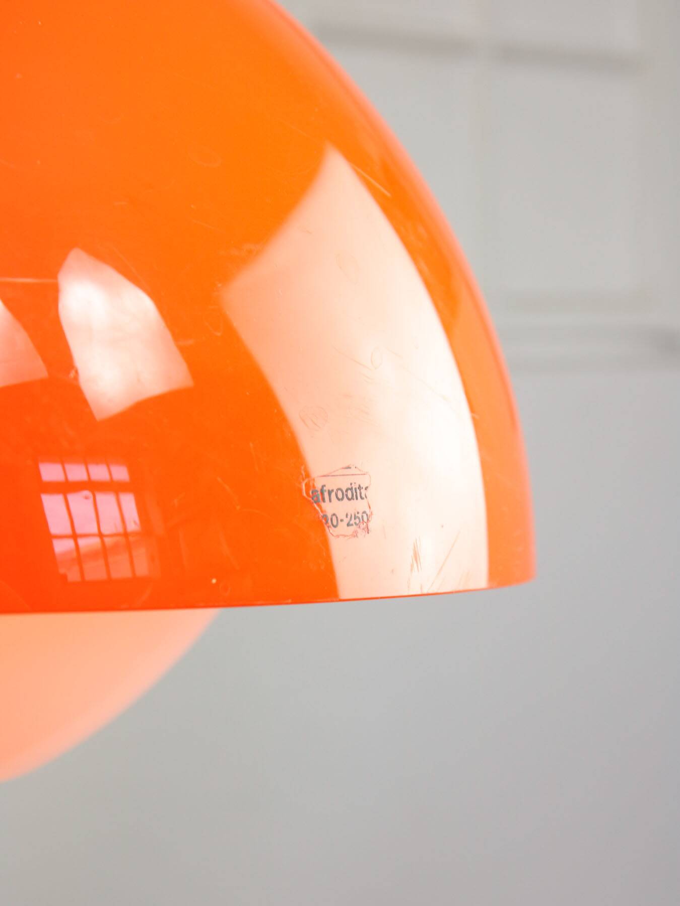 Italian Space Age Pendant in Chrome and Orange Plexiglass, 1970s