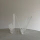 Asymmetrical design magazine rack in transparent acrylic, 70s