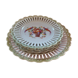 Plat et 4 assiettes à dessert ajouré. Bavaria, Schumann