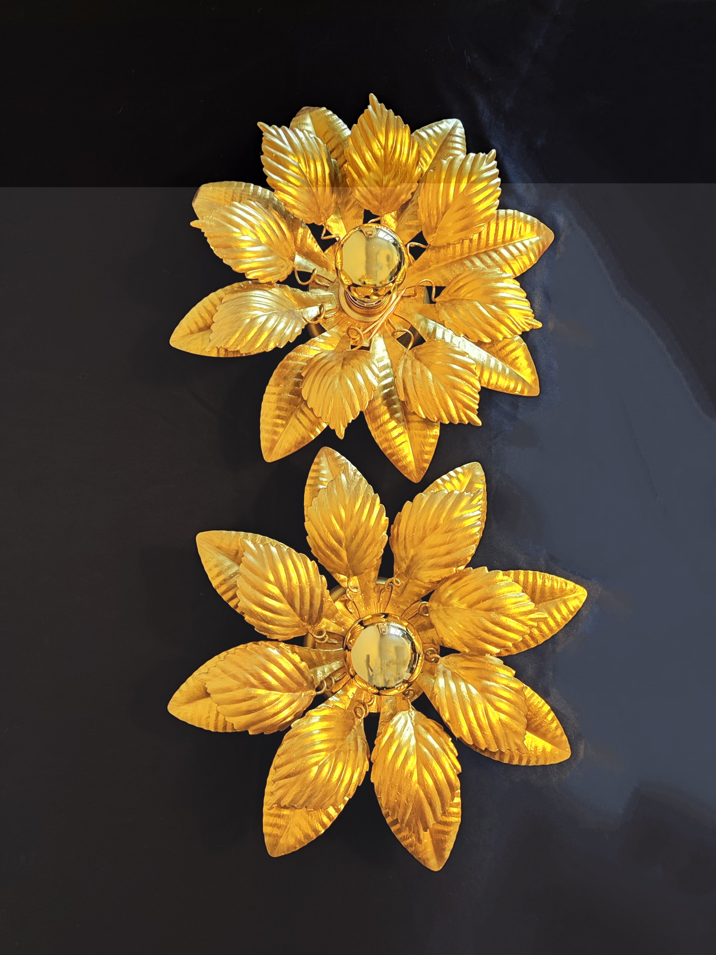 Wall lamps gilded metal sheets