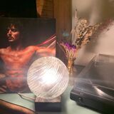 Mid-Century Table Lamp – Cut Glass Globe & Marble Base