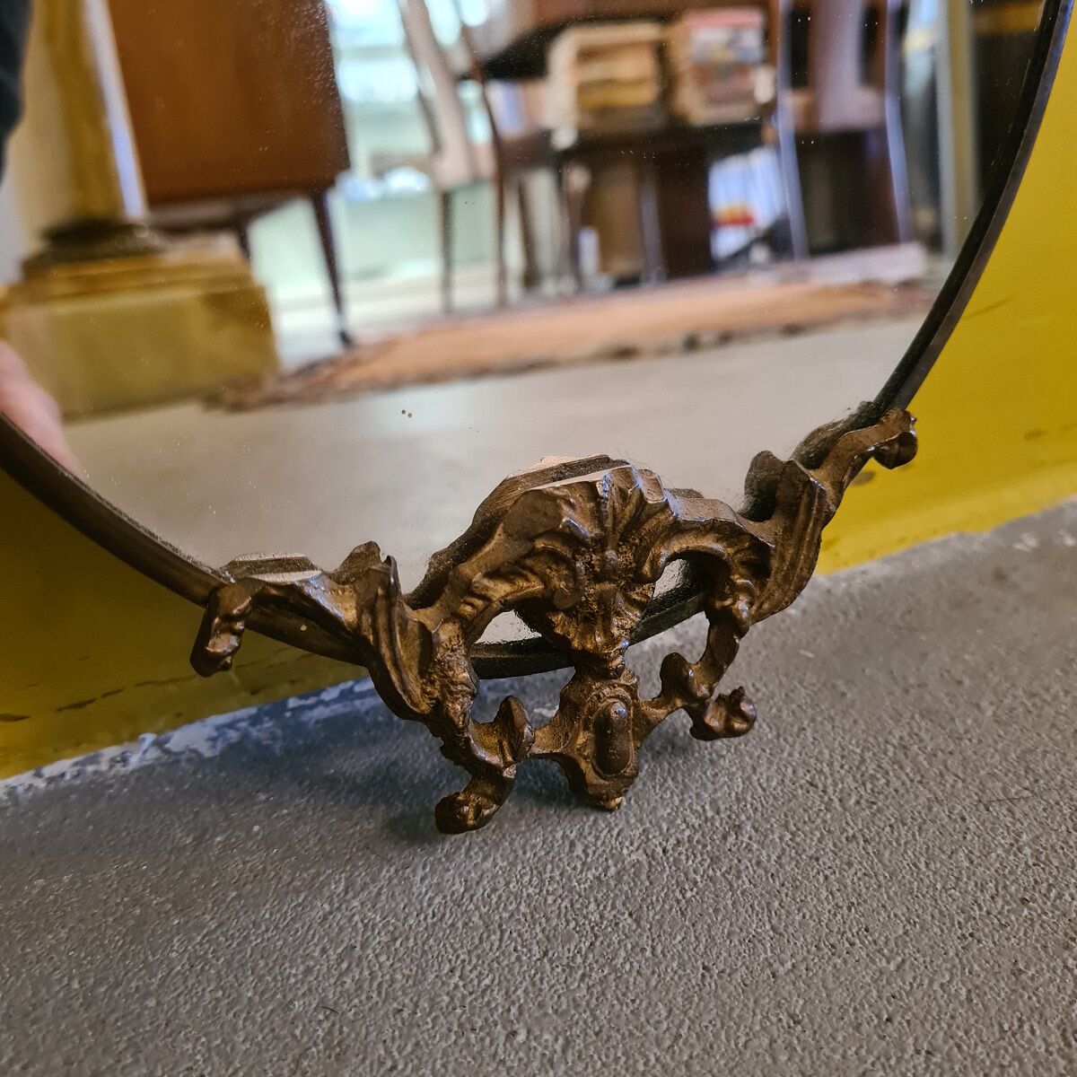 Classic Bronze and Brass Oval Mirror from the 1950s.