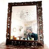 Neo-Gothic mirror in carved oak circa 1940