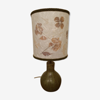 Stoneware standing lamp with dried flowers